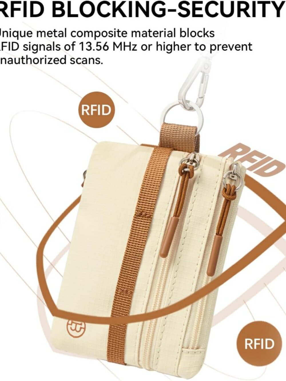 Small Wallet RFID, Minimalist Zip ID Case Wallet with Lanyard Keychain, Water Re - Picture 5 of 7